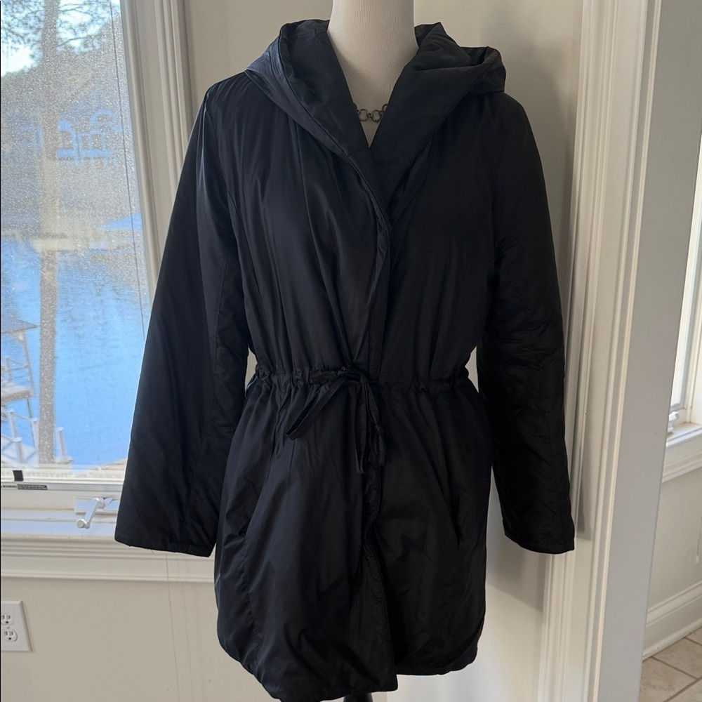 Eileen Fisher Hooded Black Winter Anorak, S/P, VGUC